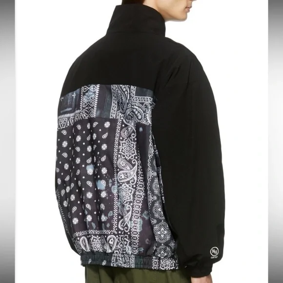 Neighborhood Jacket Bandana Oversized Japan Designer Chopped Track Black Mens - Picture 4 of 15